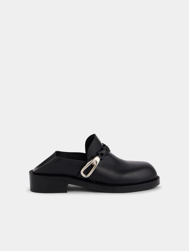 black MULES IN SMOOTH LEATHER