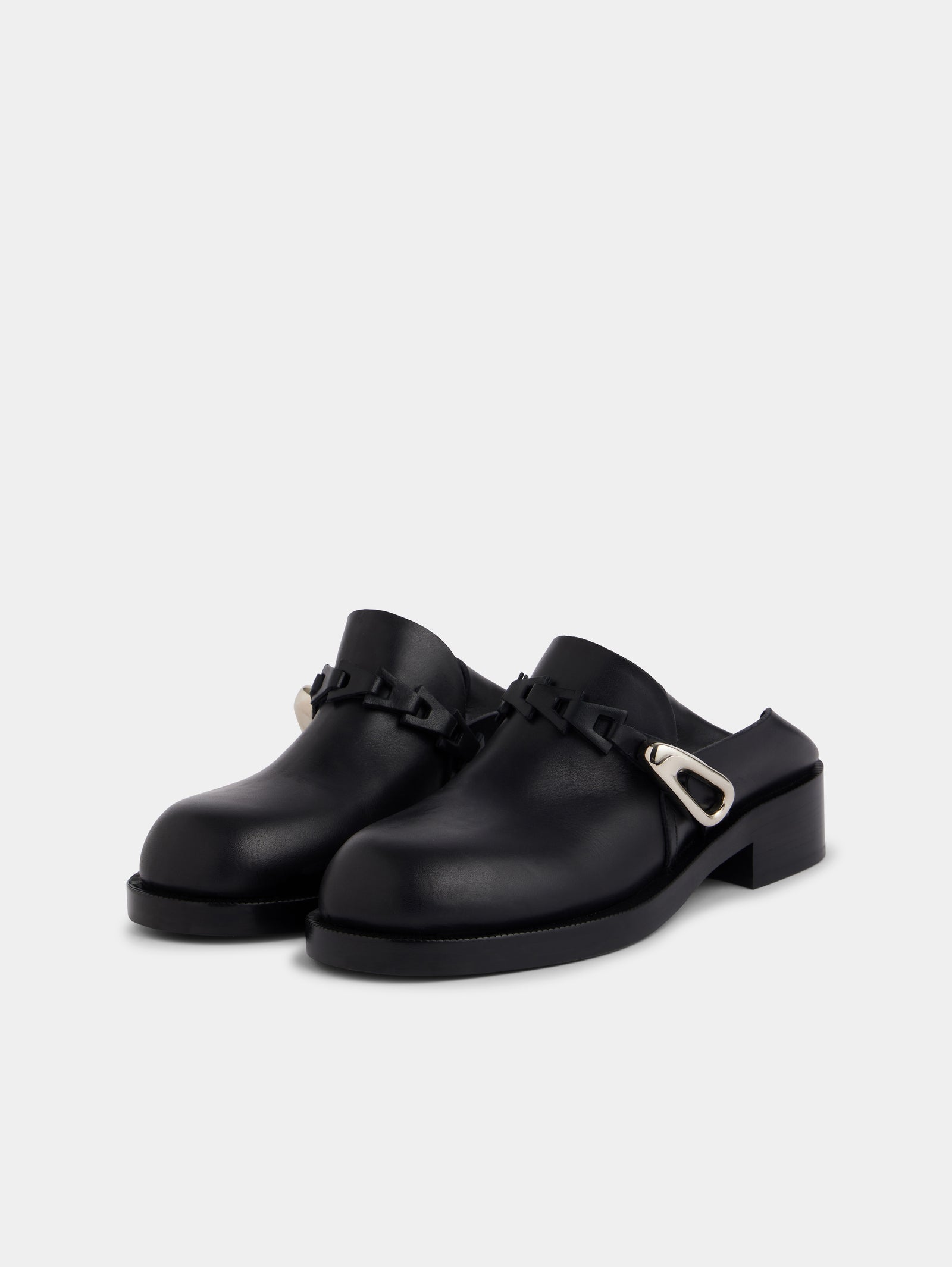 Black mules in smooth leather position 3 - Image 3