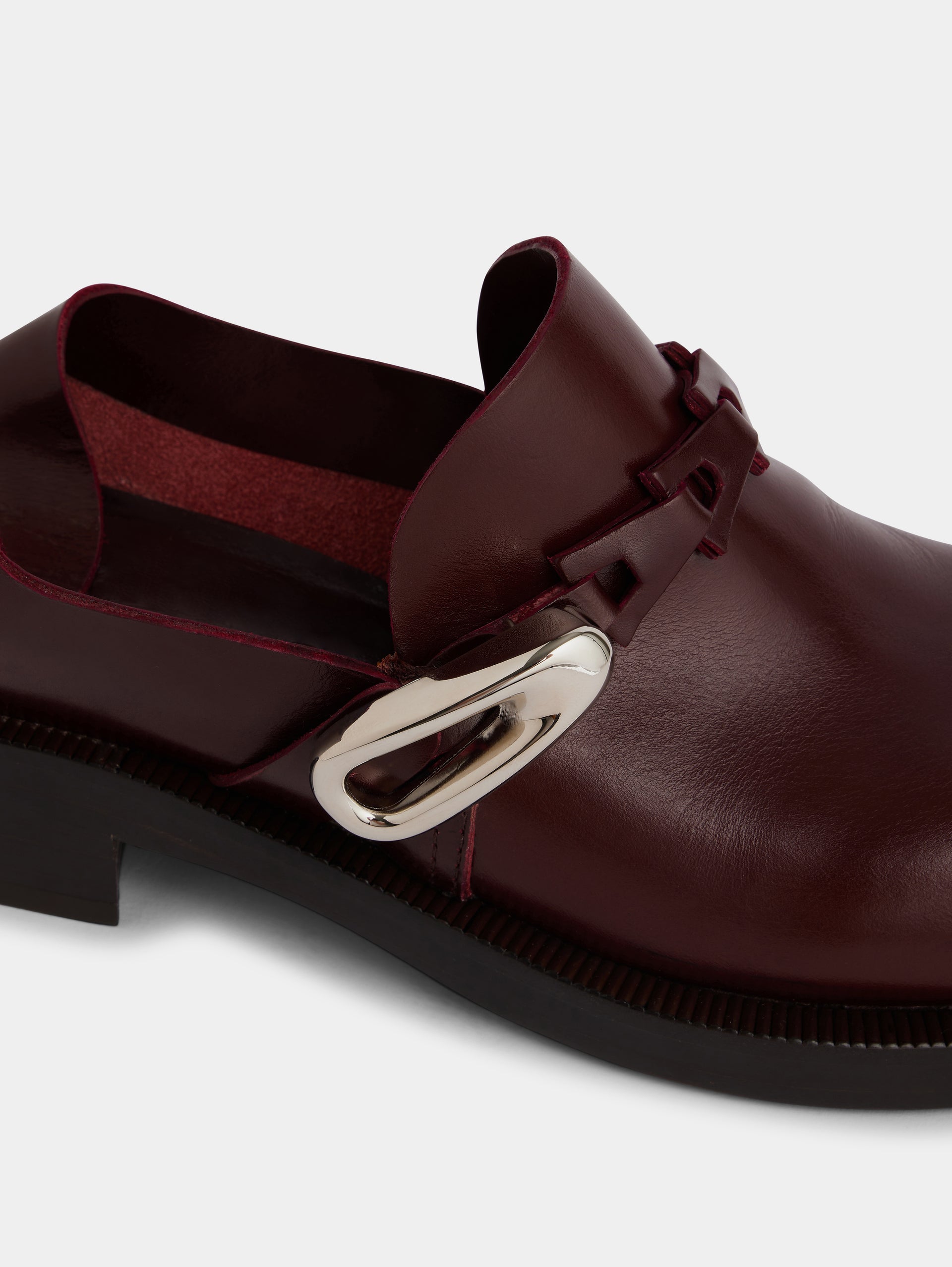 burgundy MULES IN SMOOTH LEATHER