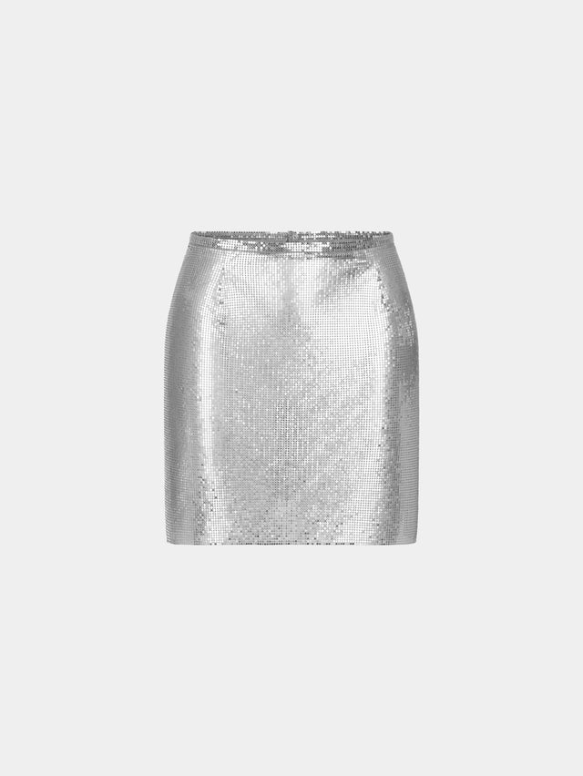 Silver mini skirt in mesh - Image 1