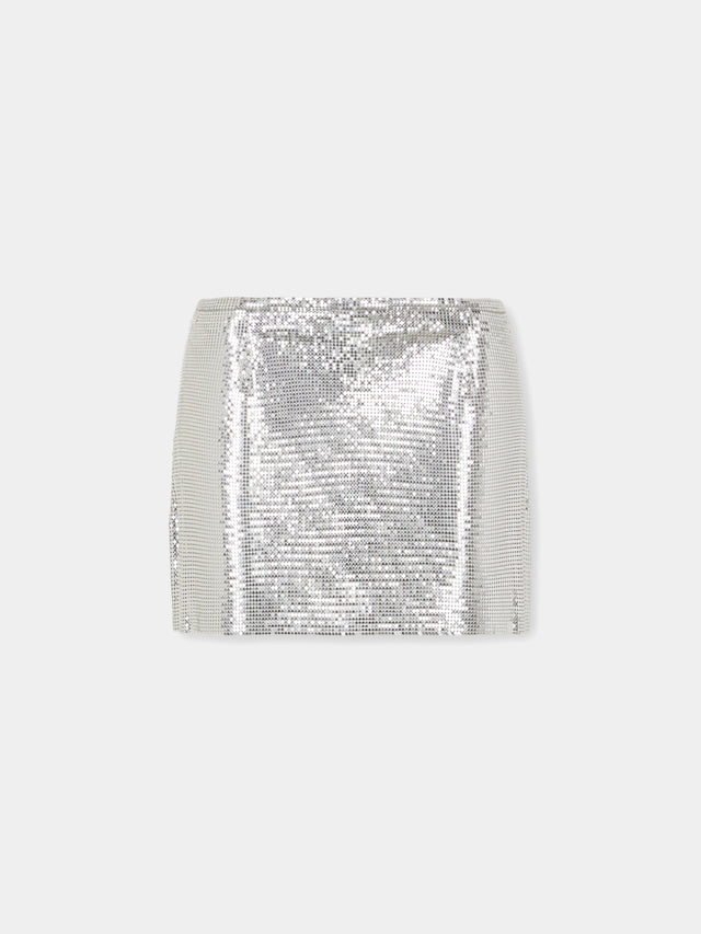 SILVER MINI SKIRT IN MESH