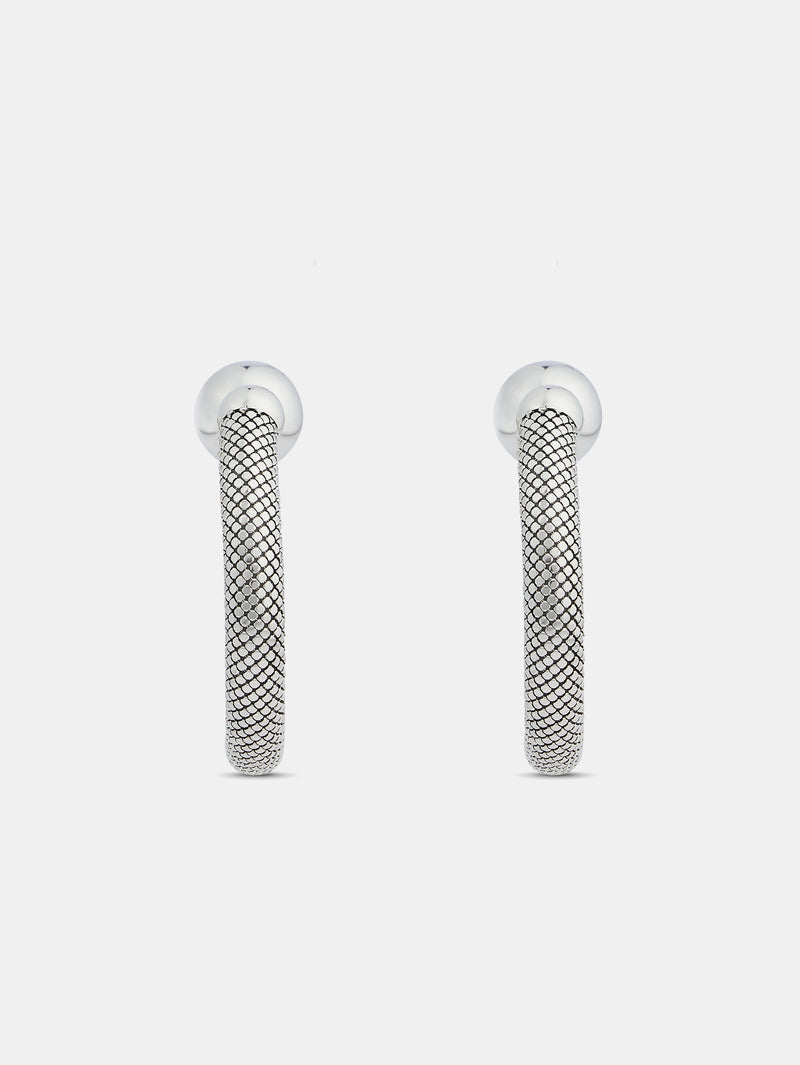 Silver Pixel tube earrings