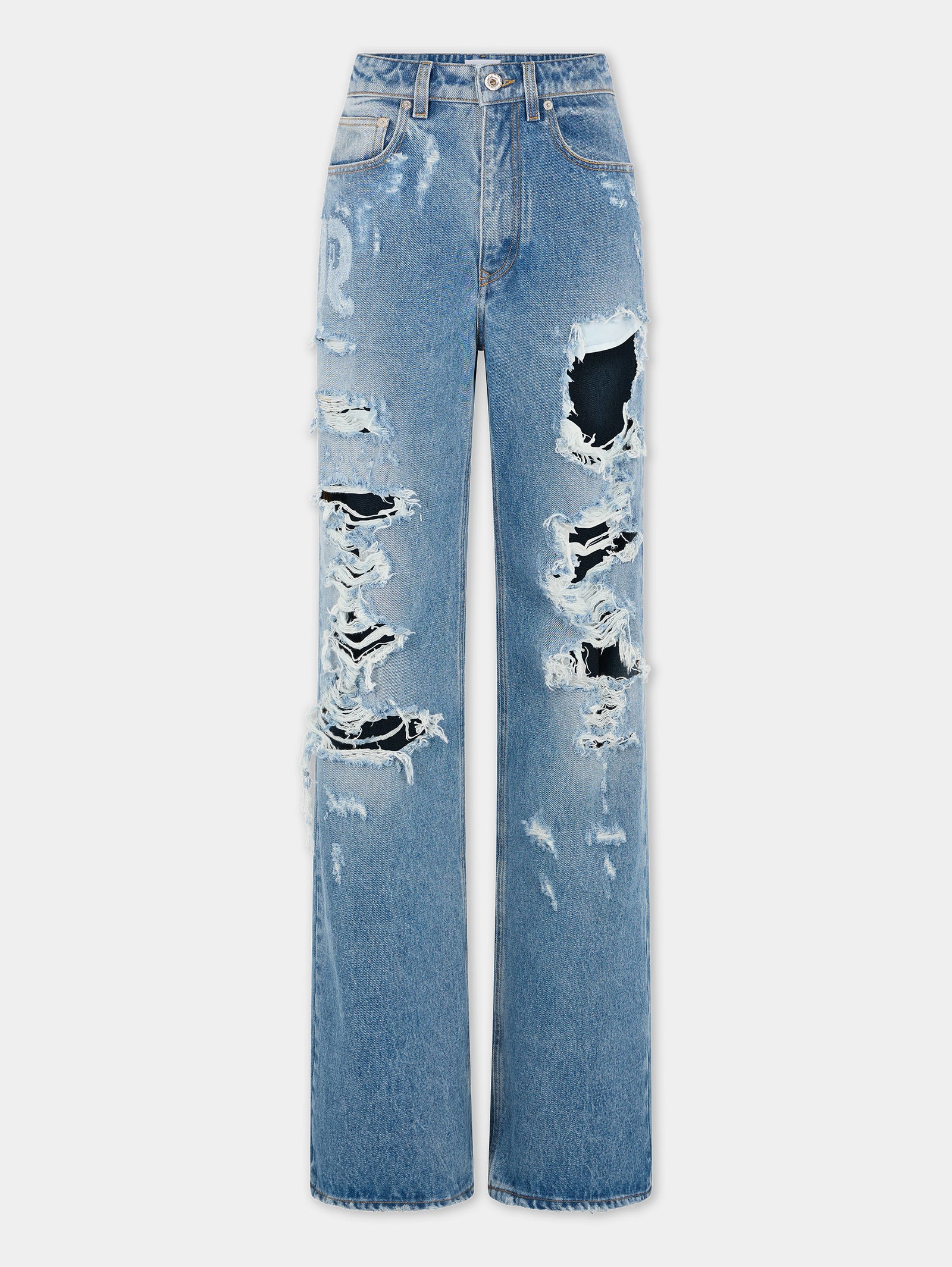 Distressed high-rise wide-leg jeans - Image 1