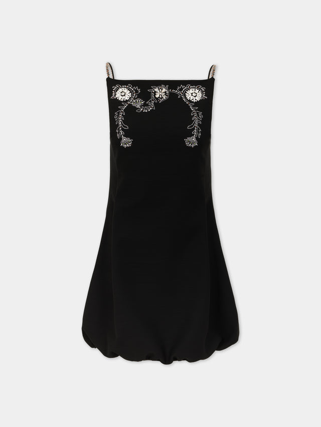 Mini floral black dress
