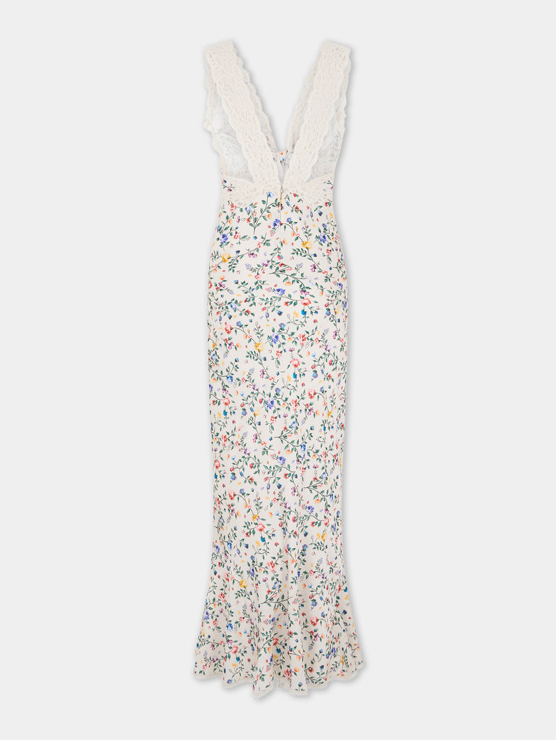 LONG floral printed CREAM dress