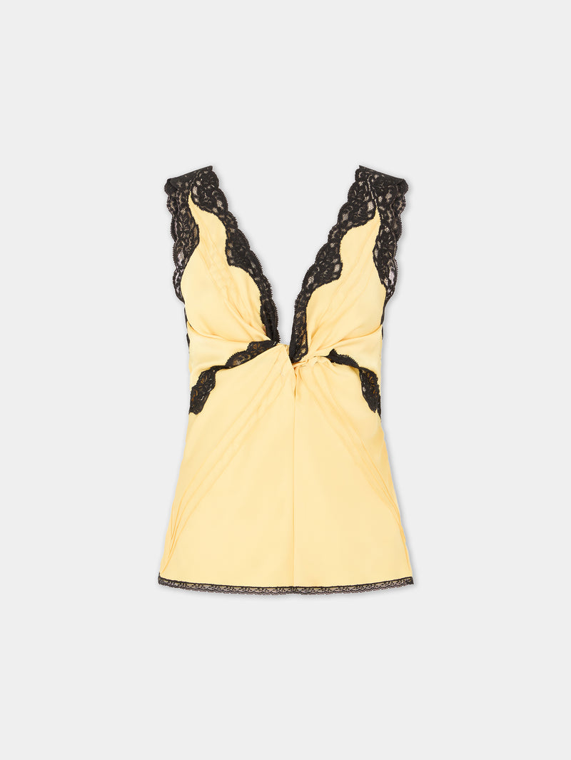 Yellow tank top WITH LACE DETAILS