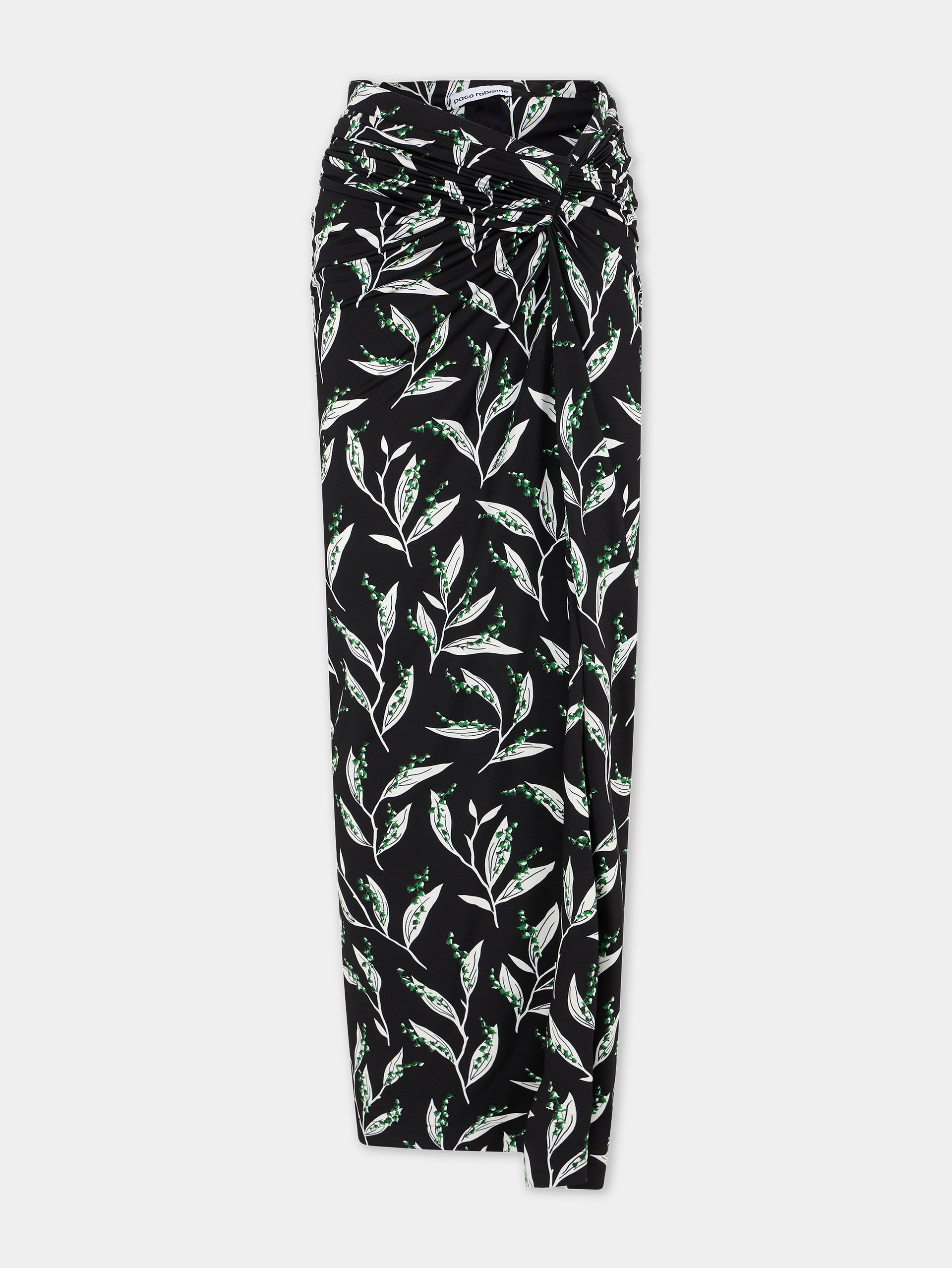 LONG black skirt with thrush print