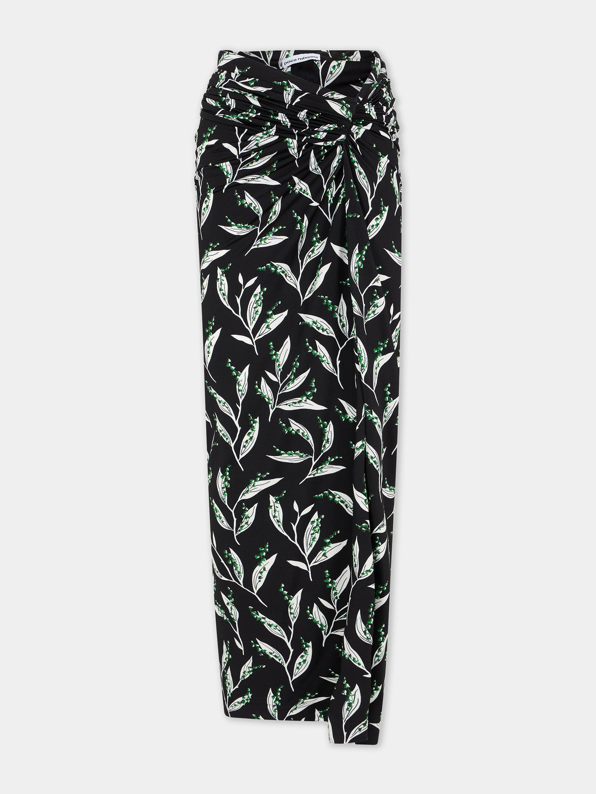 Long black skirt with thrush print
