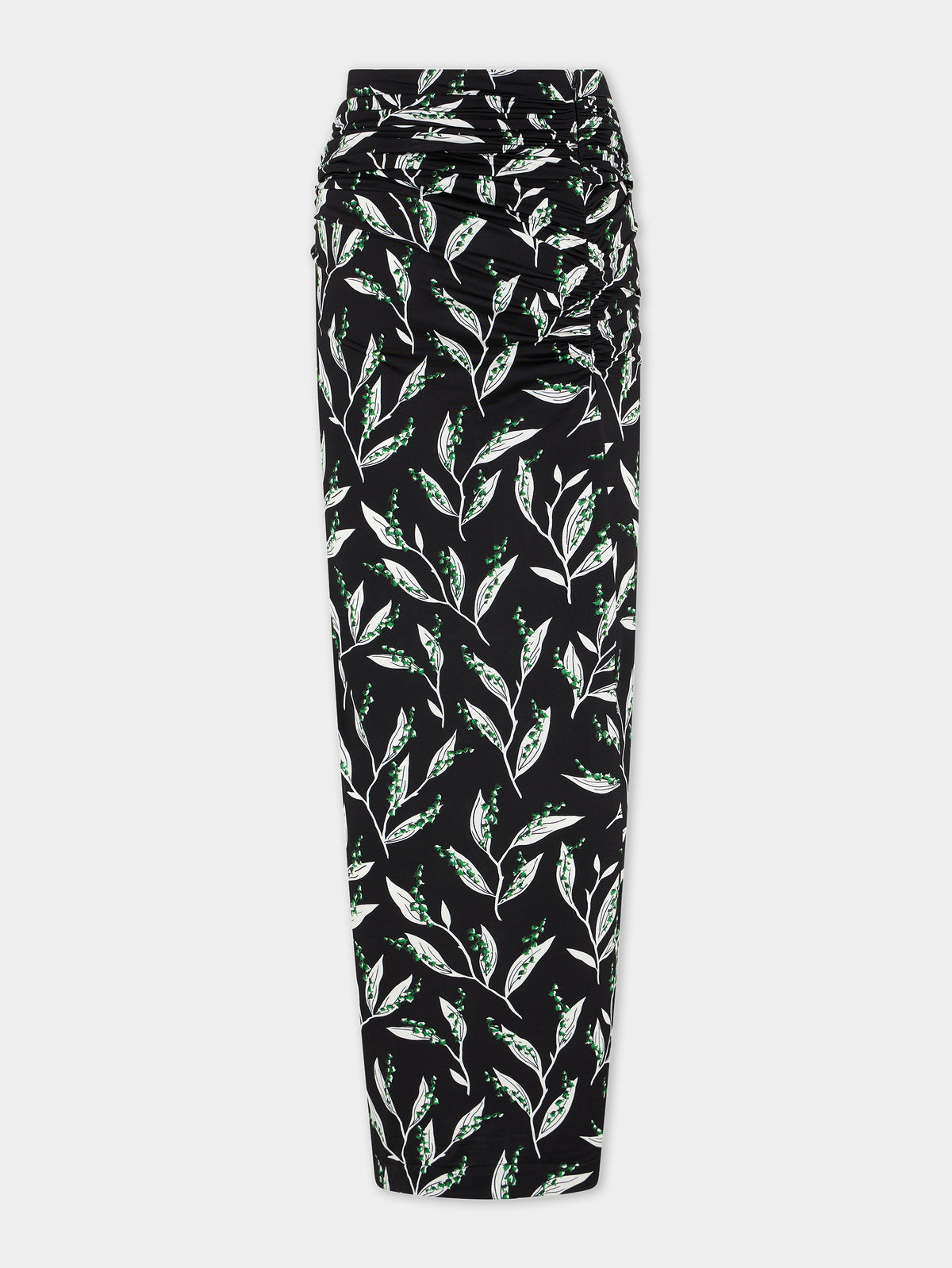 Long black skirt with thrush print