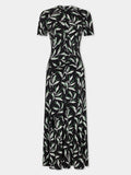 Long black printed dress