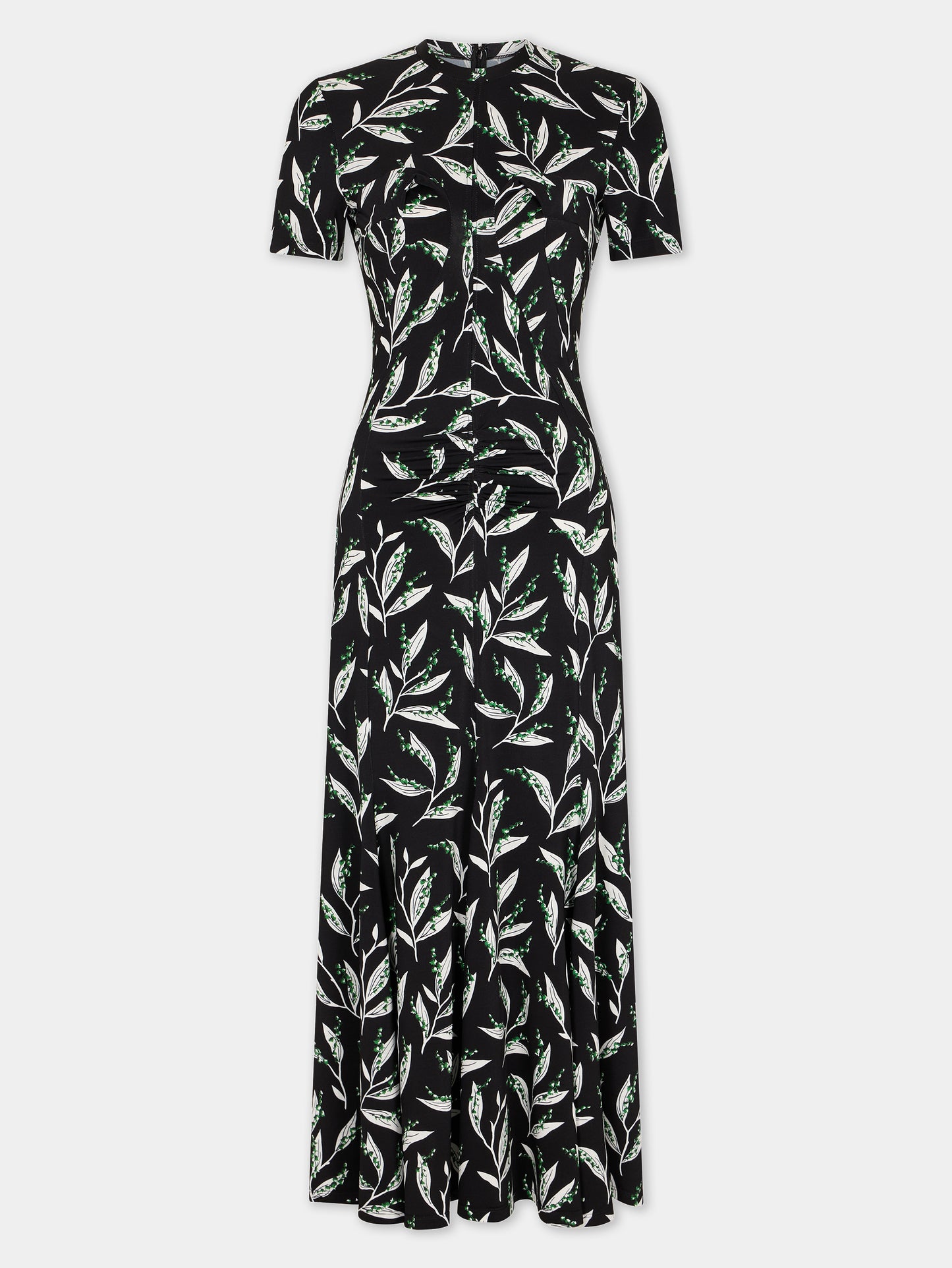 Long black printed dress