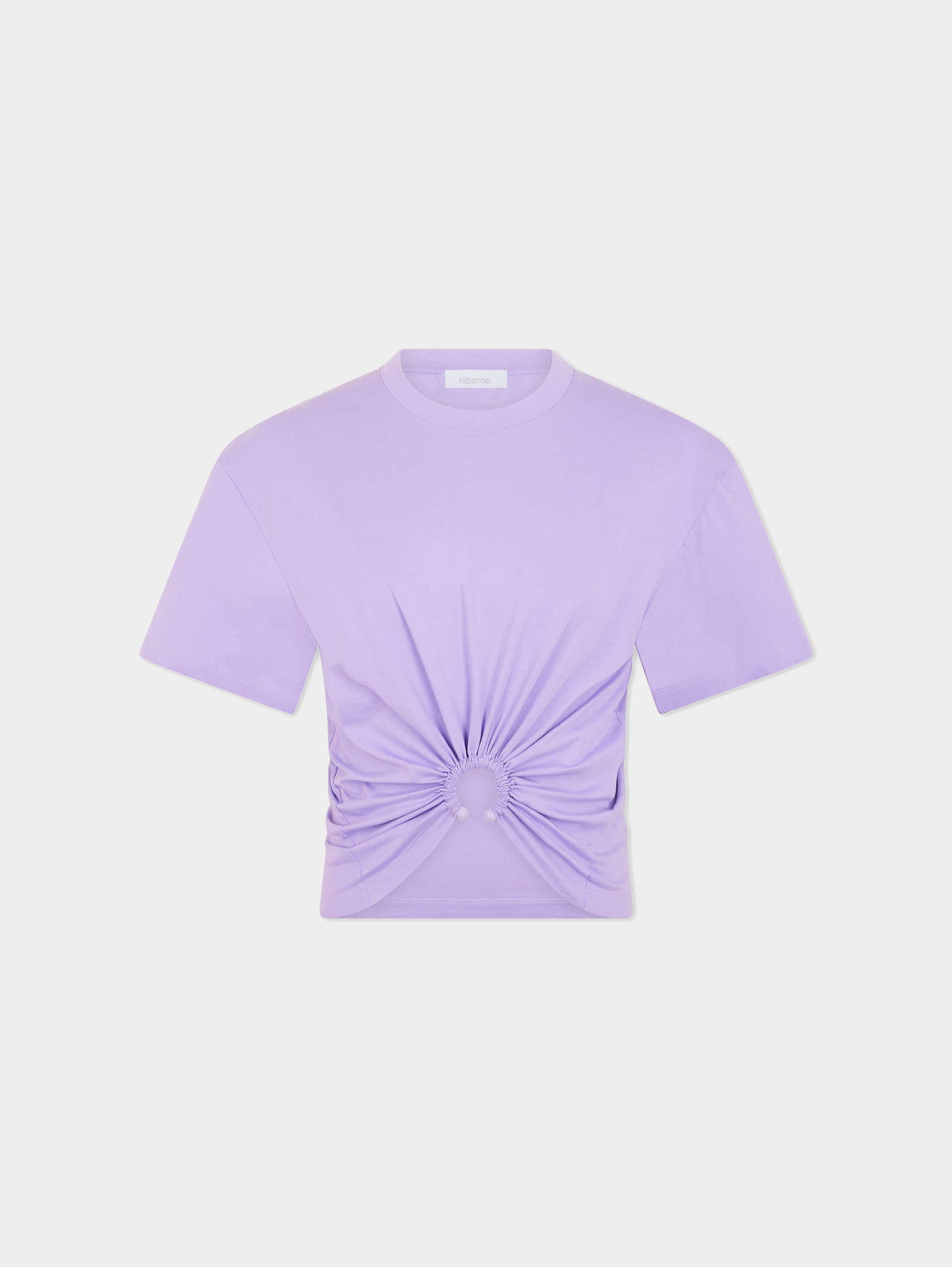 Lavender top in jersey with piercing