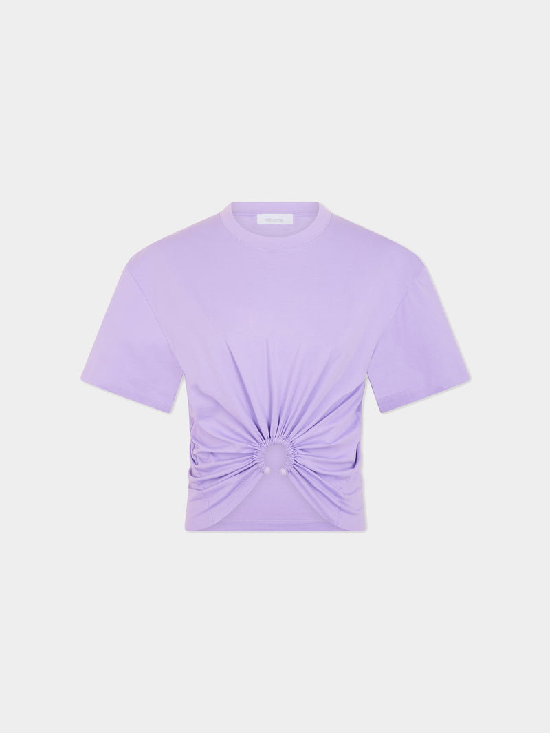 Lavender top in jersey with piercing