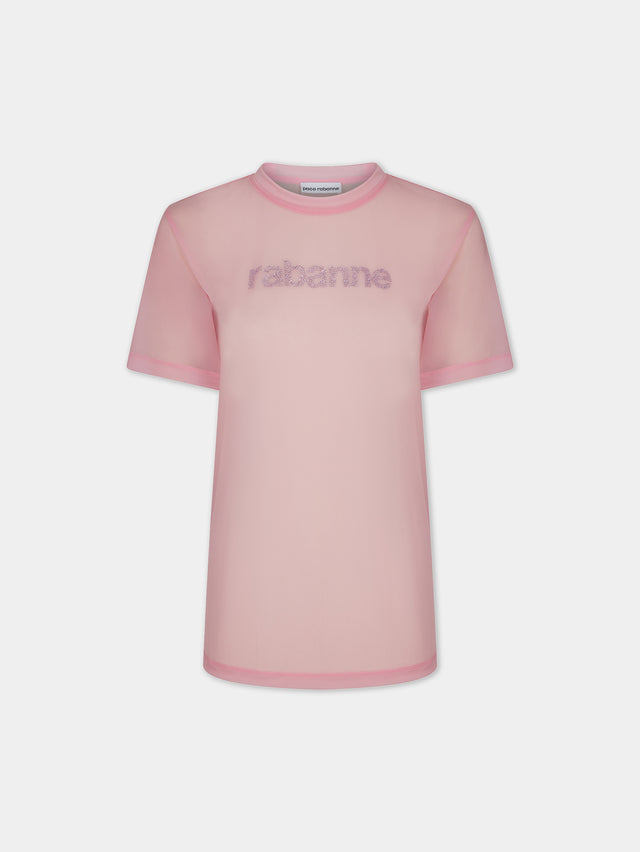 Pink faded logo-printed top