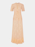Long raffia colored lace dress