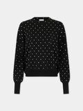 BLACK CRYSTAL-EMBELLISHED SWEATER IN WOOL