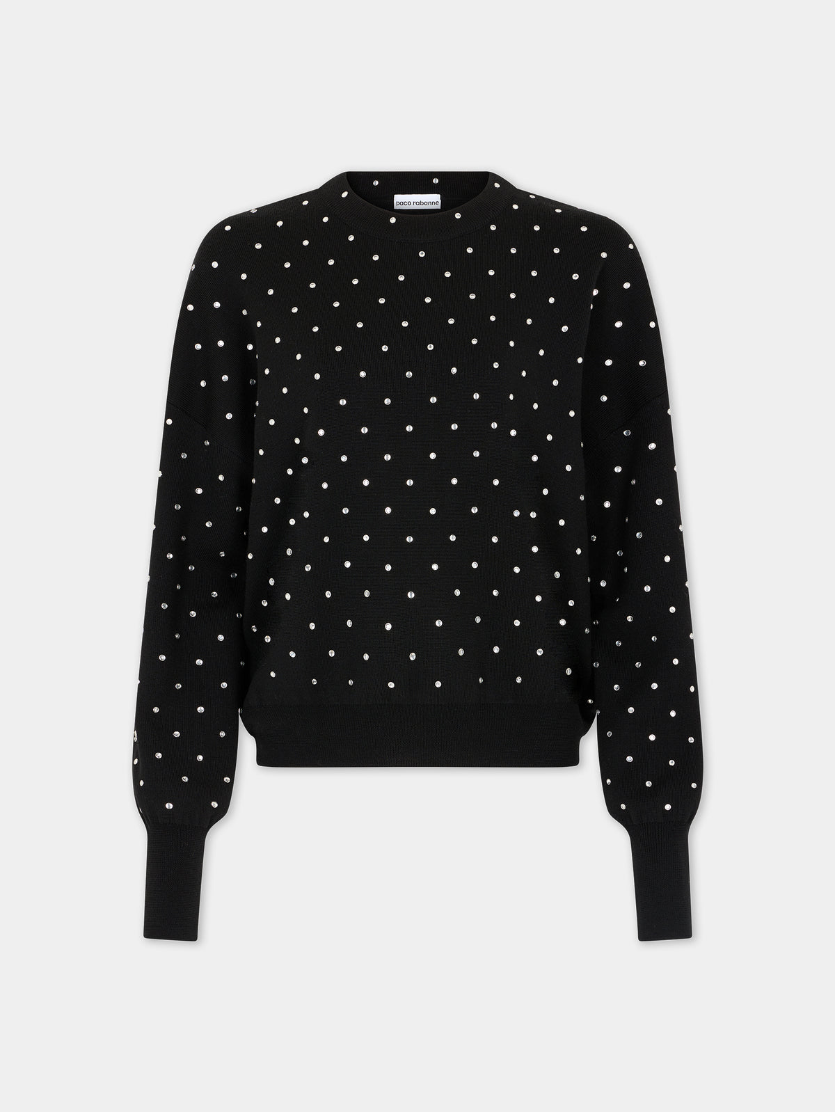 BLACK CRYSTAL-EMBELLISHED SWEATER IN WOOL - Image 1