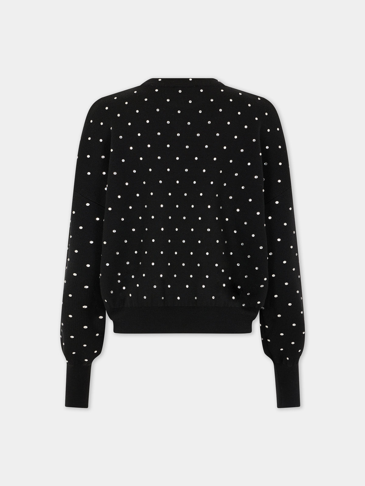 BLACK CRYSTAL-EMBELLISHED SWEATER IN WOOL