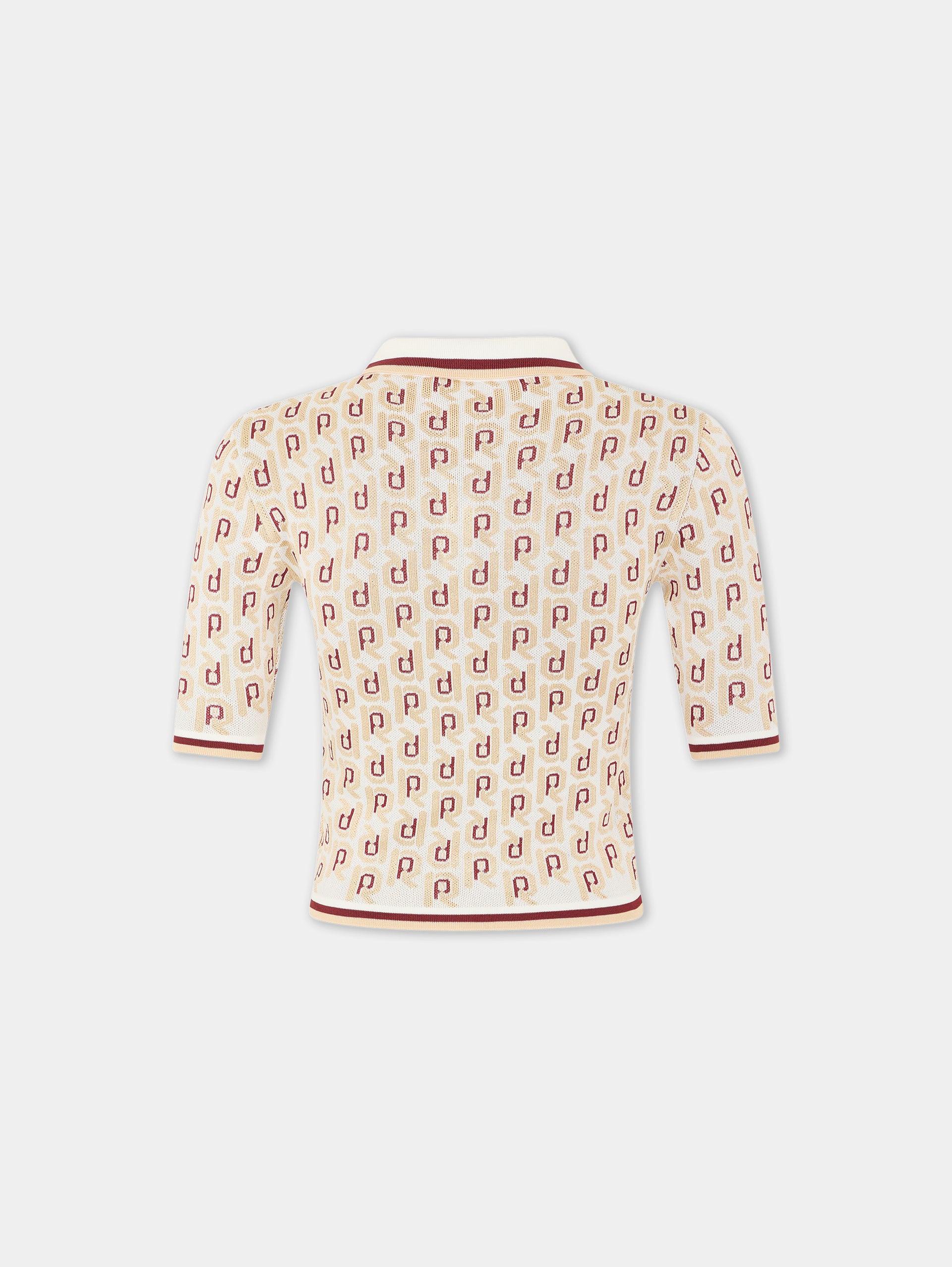 Metallic jacquard-knit polo shirt