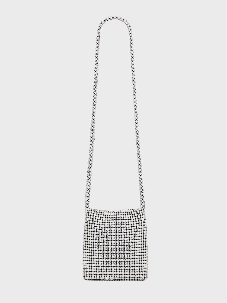 SILVER CROSSBODY MINI PIXEL BAG