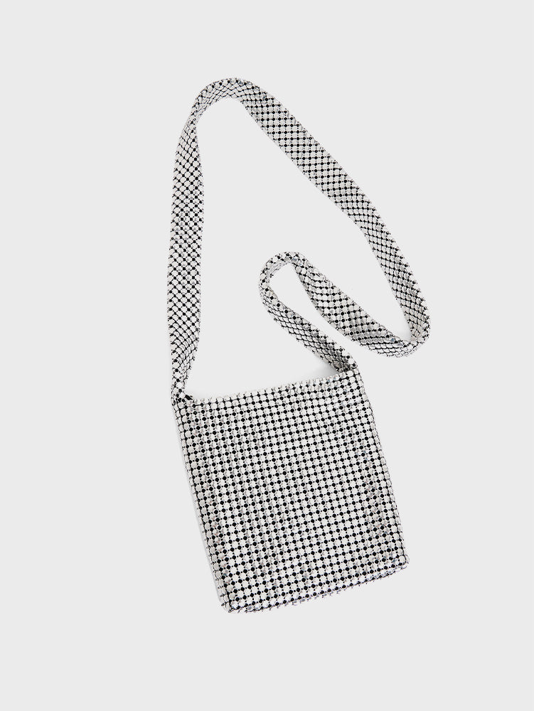 SILVER CROSSBODY MINI PIXEL BAG