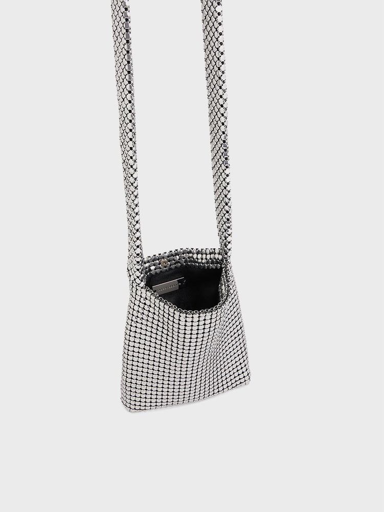 SILVER CROSSBODY MINI PIXEL BAG