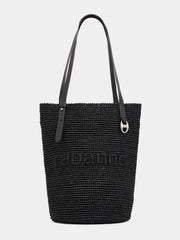 Black raffia tote bag with logo