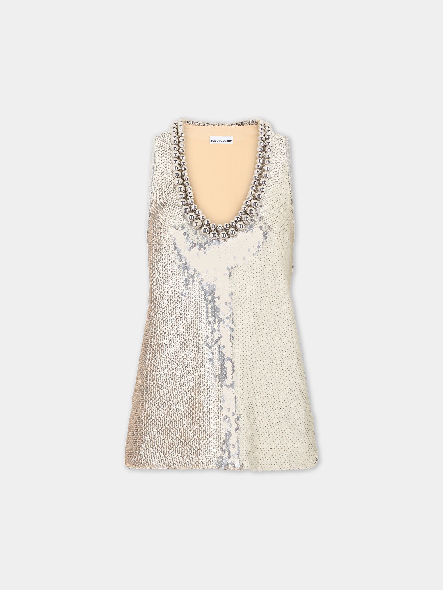 Débardeur à décolleté rond sequins argent