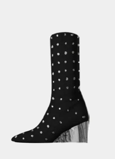 SILVER AND BLACK HEEL KNEE-HIGH