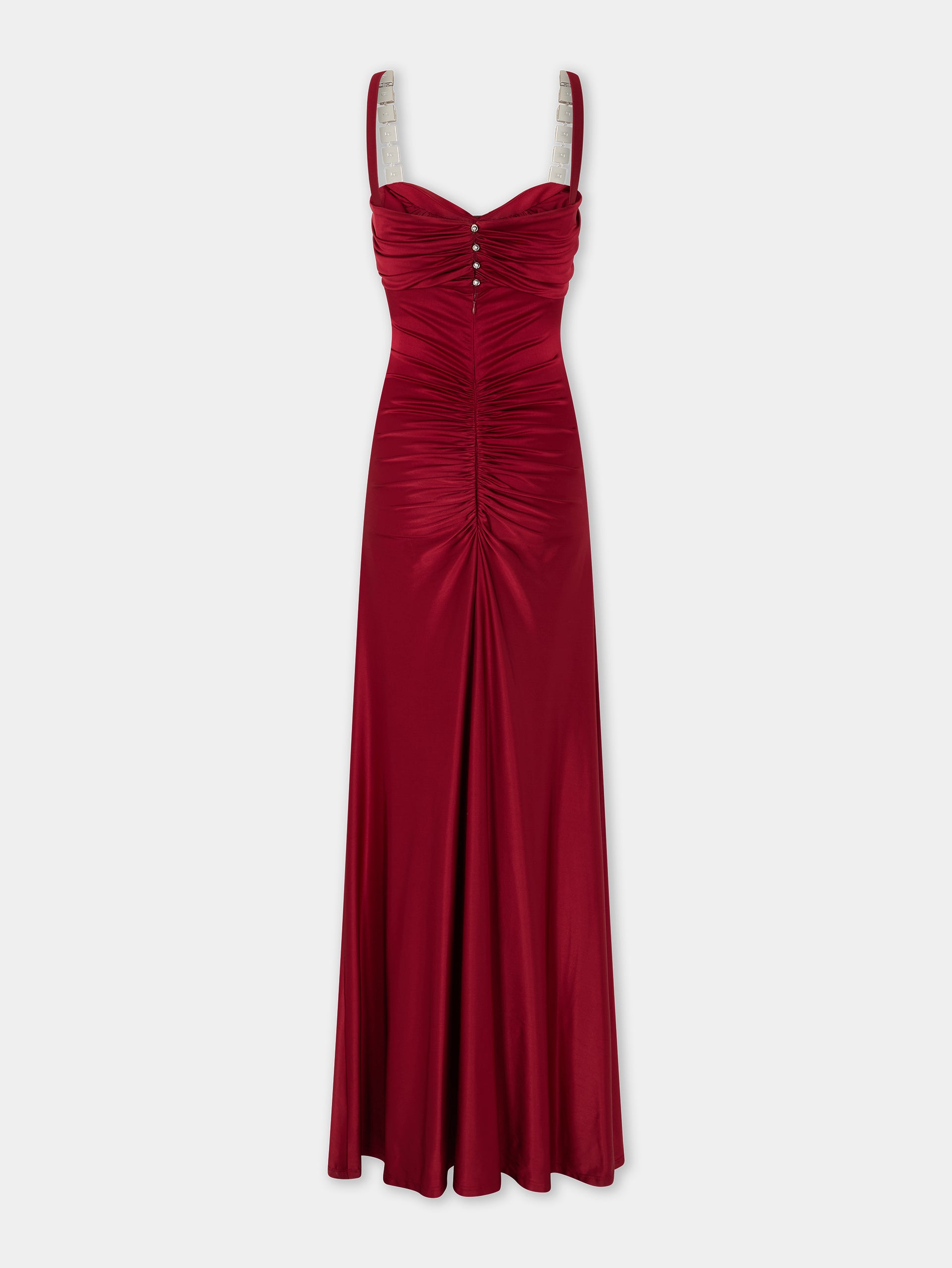 Ruby draped maxi dress with mirror-effect embellishments