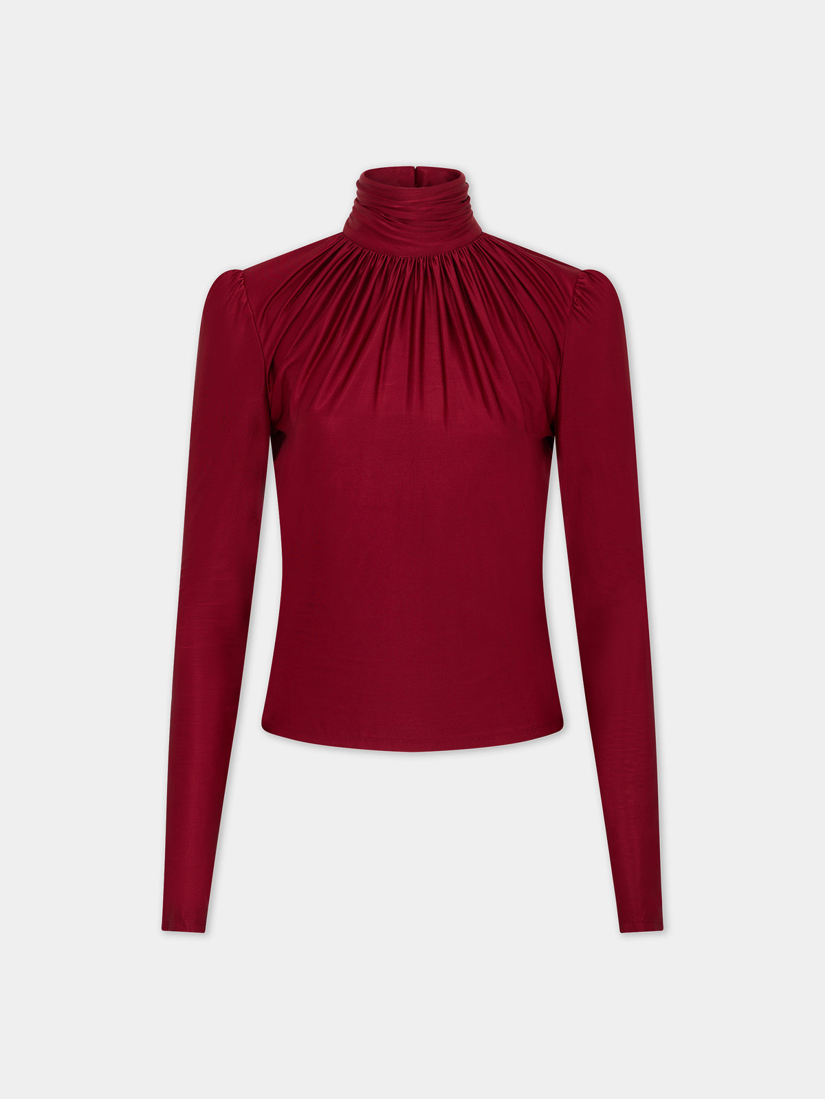 Draped ruby turtleneck