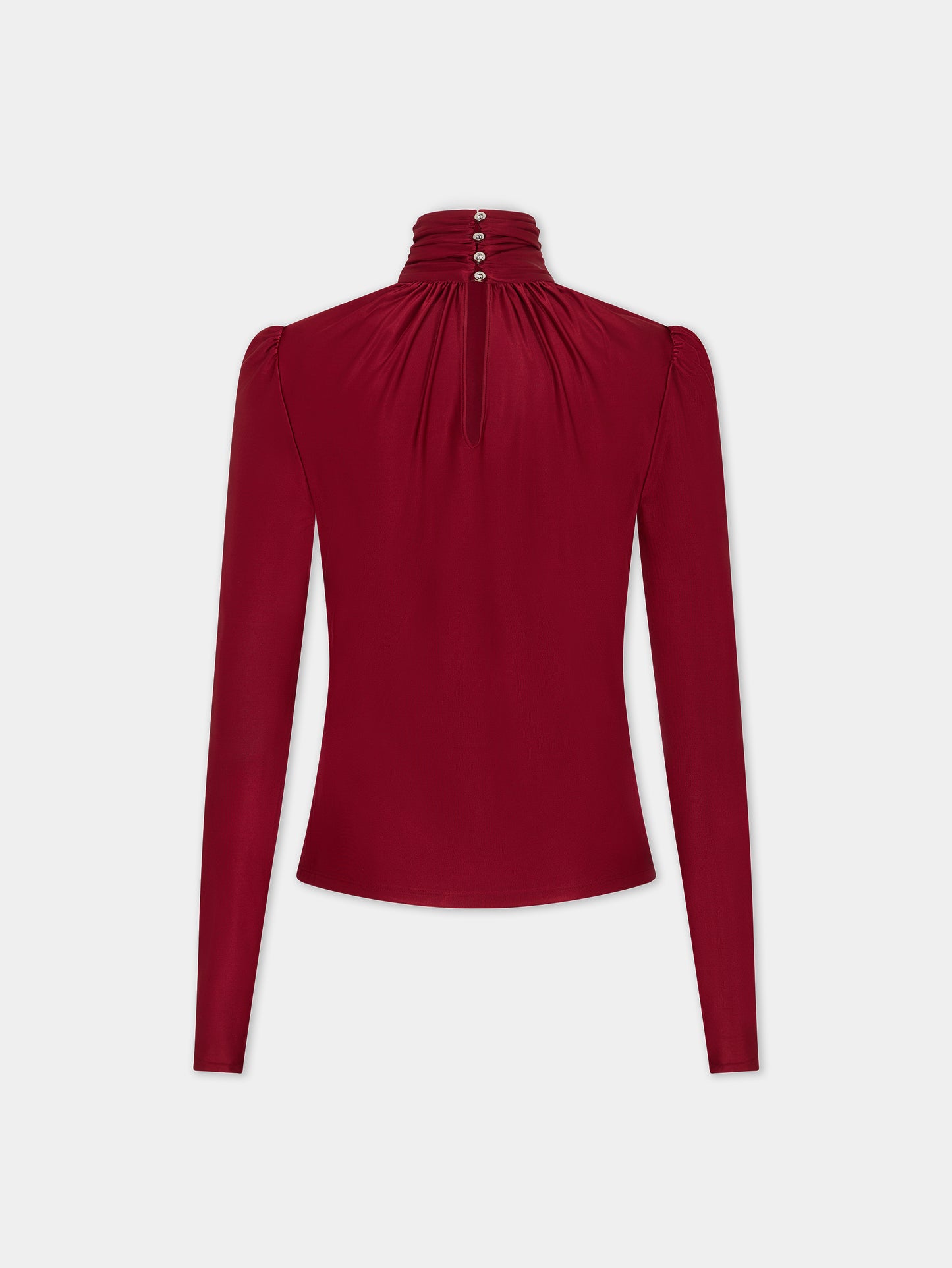 Draped ruby turtleneck