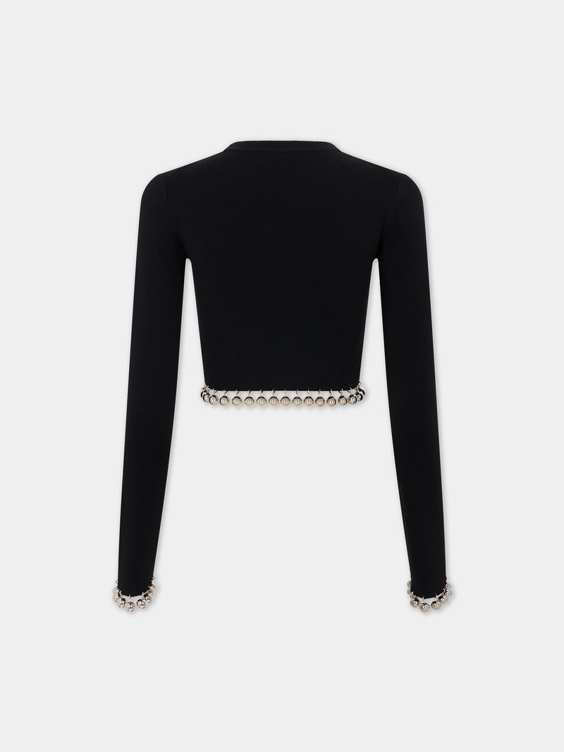 Black jumper with silver pearls detail