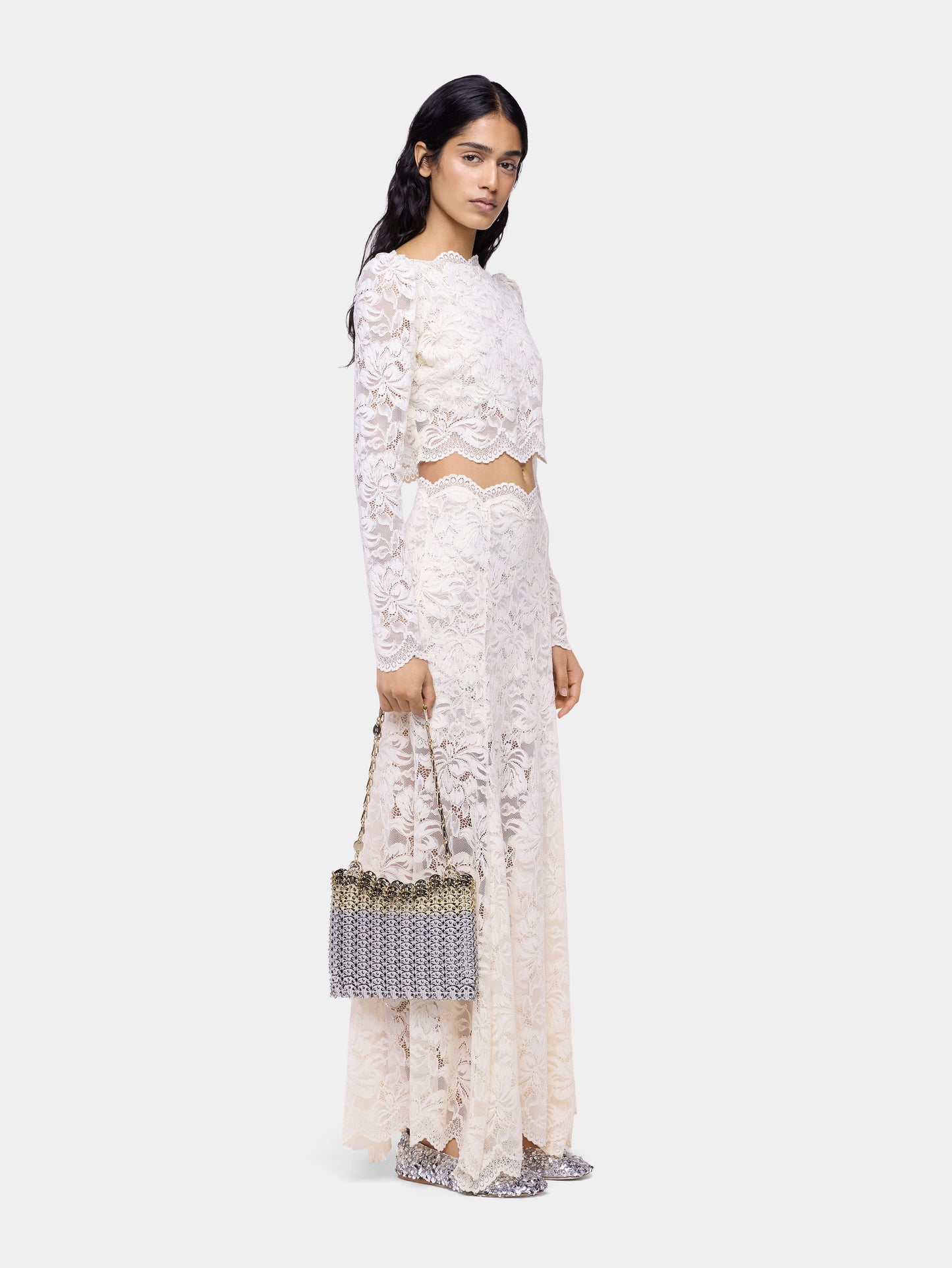 Ivory crop top in lace