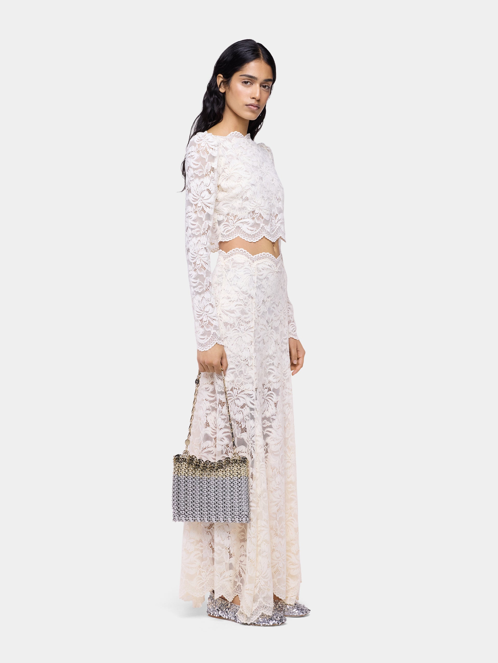 Ivory crop top in lace