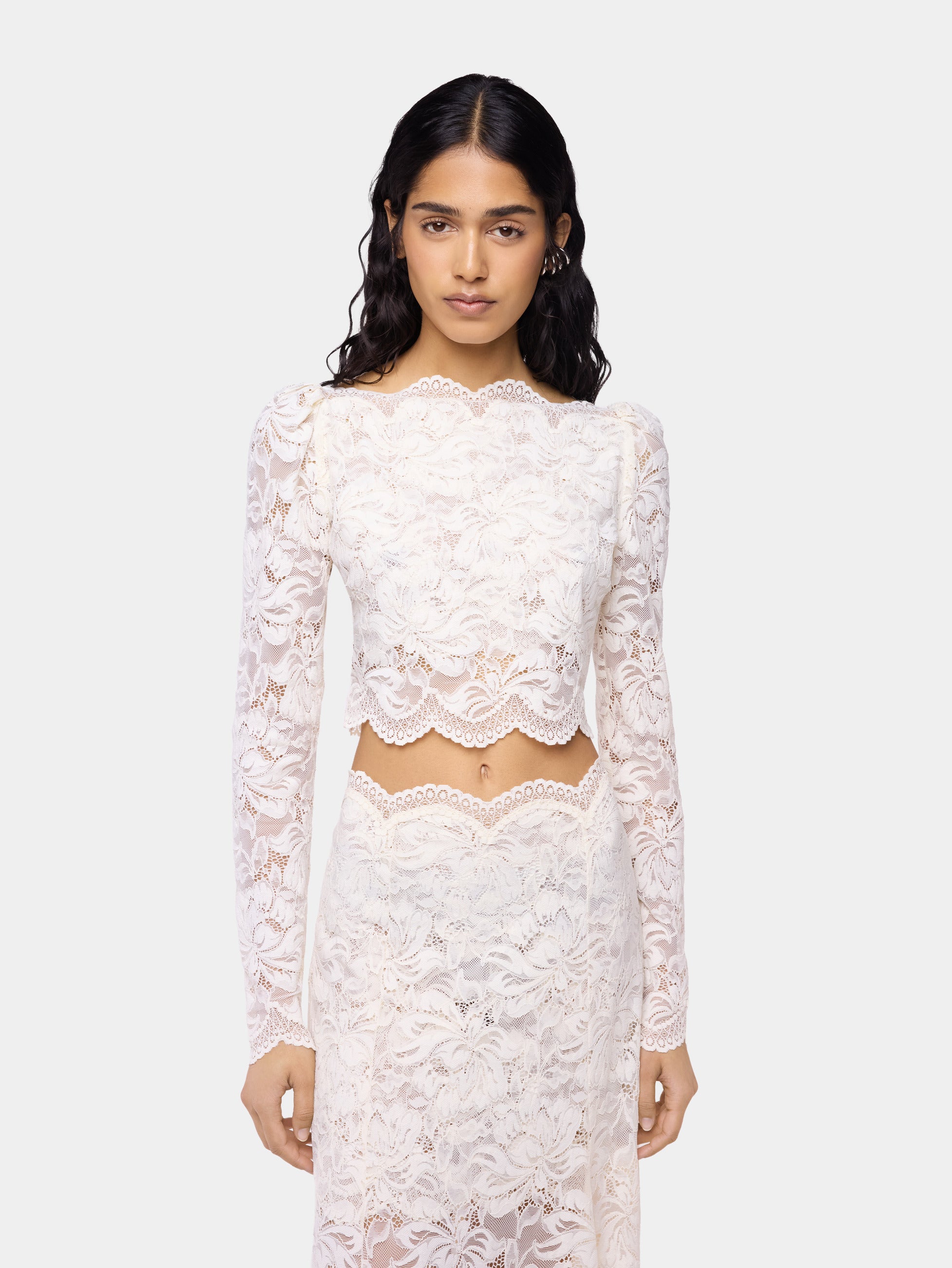 Ivory crop top in lace – Rabanne