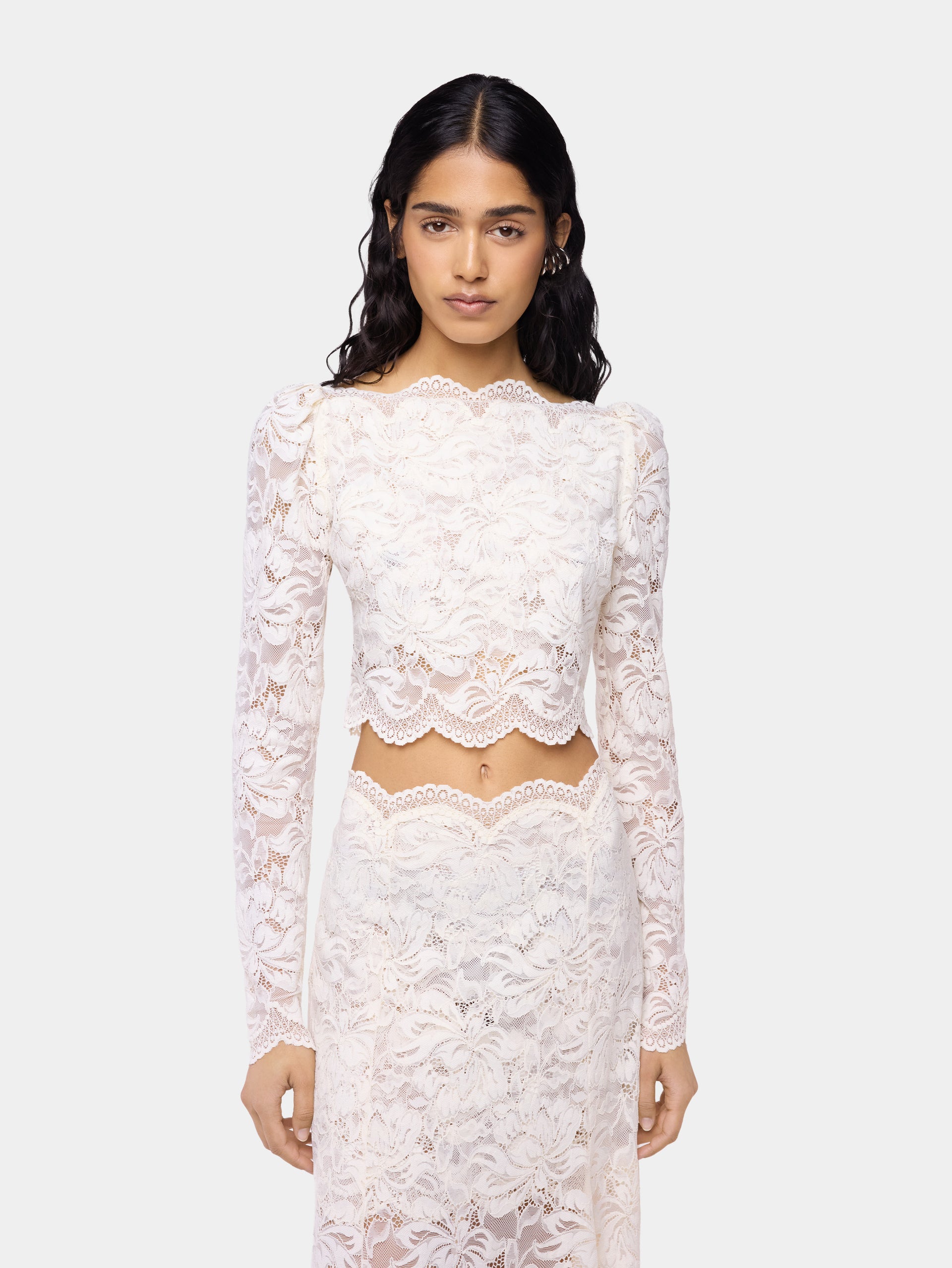 Ivory crop top in lace