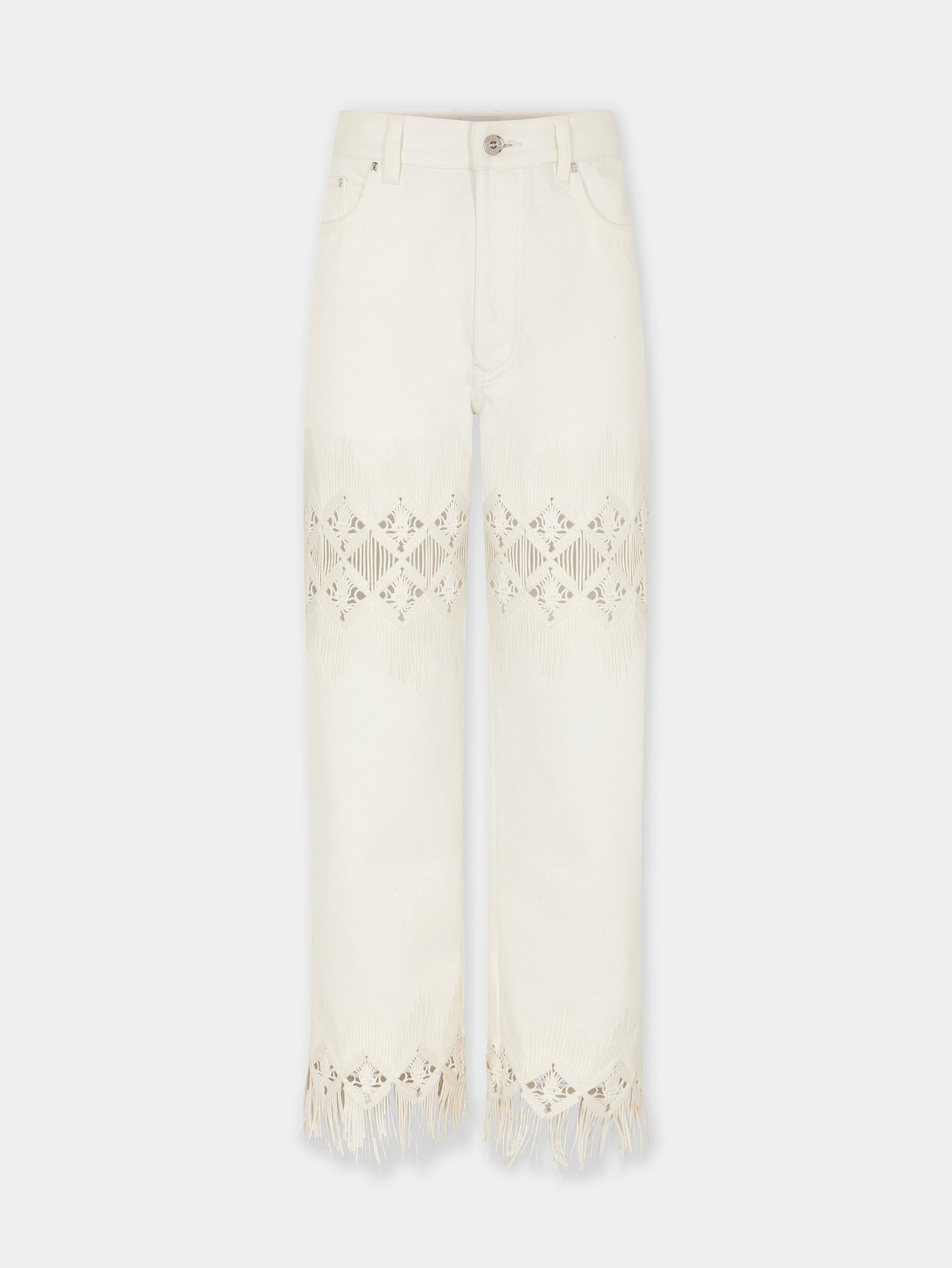 Trousers in denim with embroidery details position 1 - Image 1