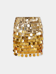 Gold mini skirt in gradient assembly position 1