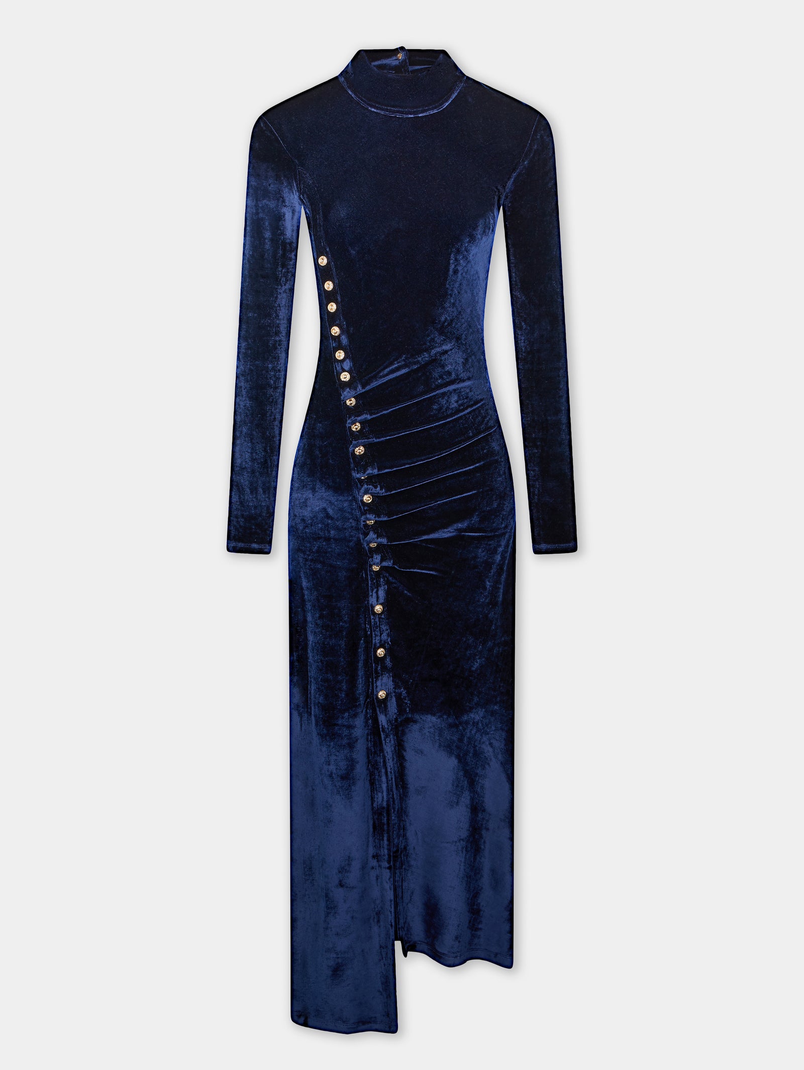Draped midi dress in velvet position 1 - Image 1