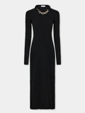 Black long dress in wool