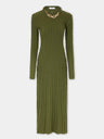 Khaki Long dress in wool