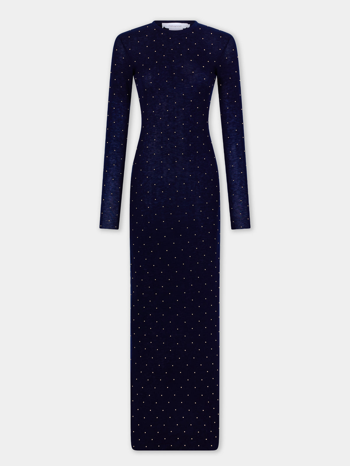 Long second-skin dress in wool blue position 1 - Image 1