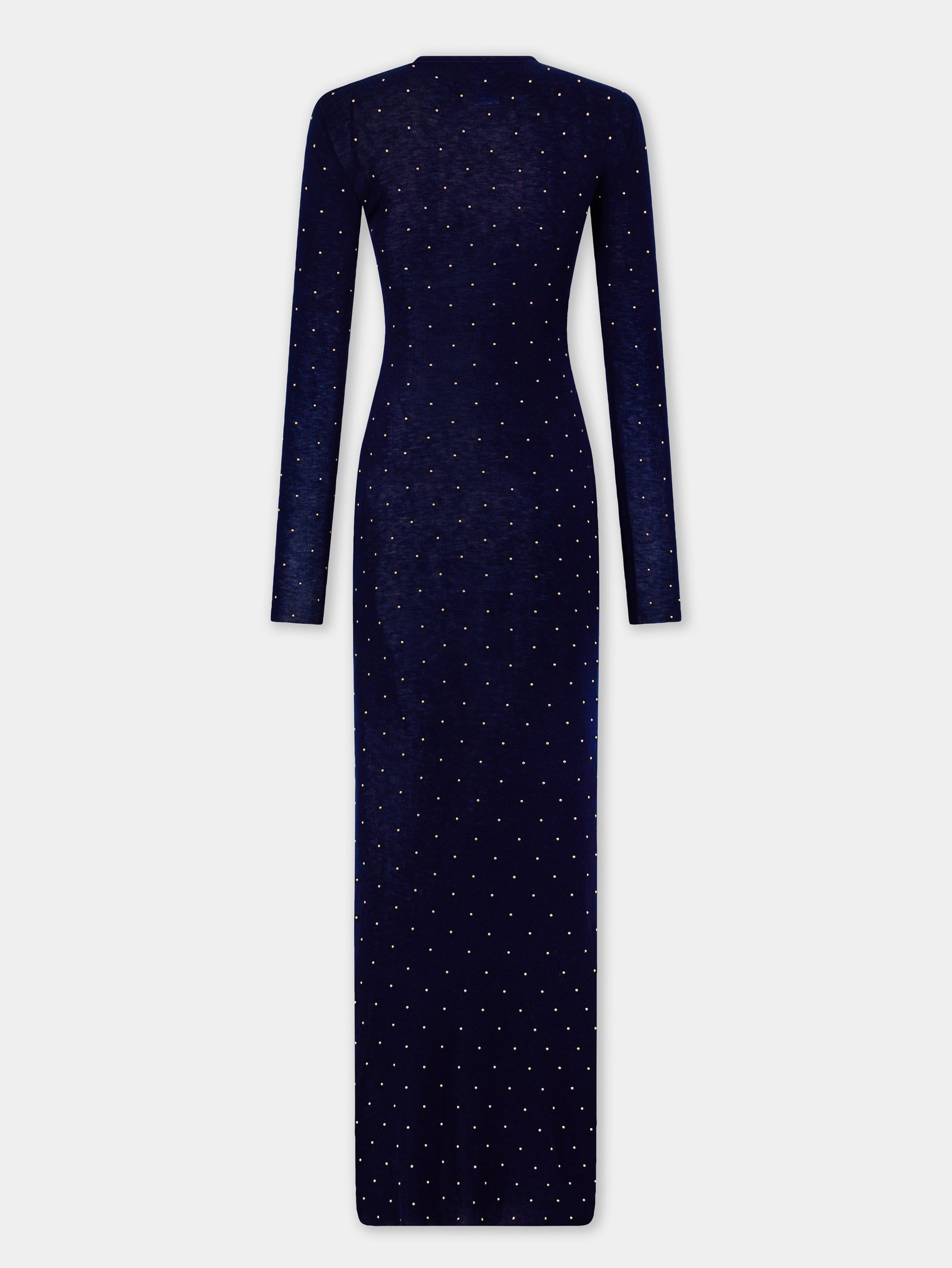 Long second-skin dress in wool blue position 2 - Image 2