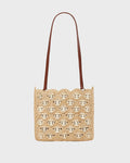 1969 Iconic bag in natural raffia with light gold signature 1969 discs