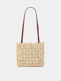 1969 Iconic bag in natural raffia with light gold signature 1969 discs
