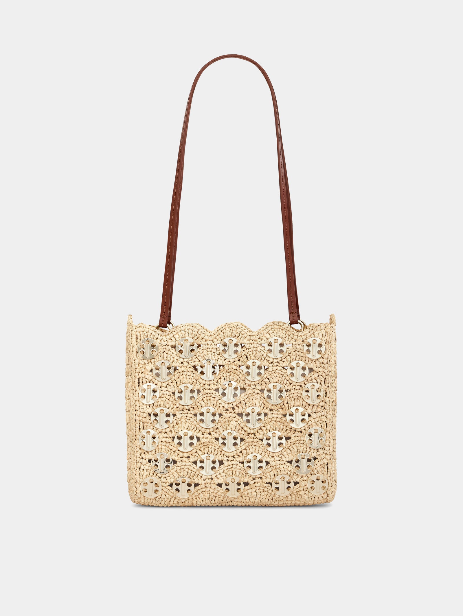 1969 Iconic bag in natural raffia with light gold signature 1969 discs - Image 1