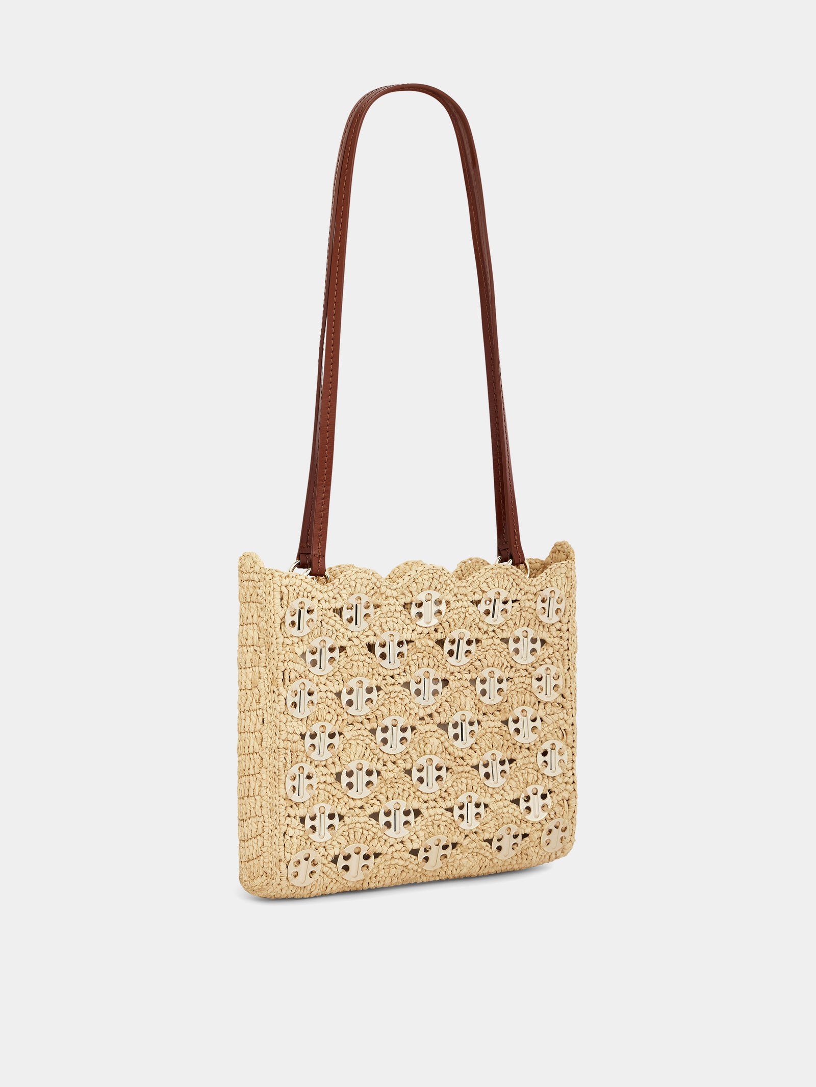 1969 Iconic bag in natural raffia with light gold signature 1969 discs - Image 3