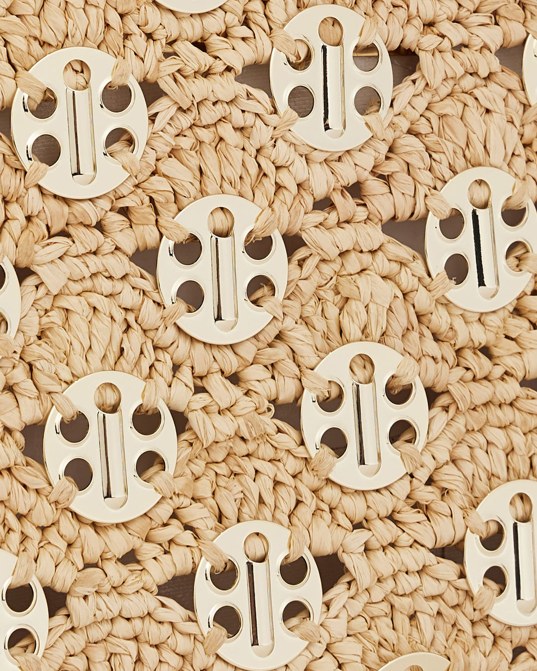 1969 Iconic bag in natural raffia with light gold signature 1969 discs