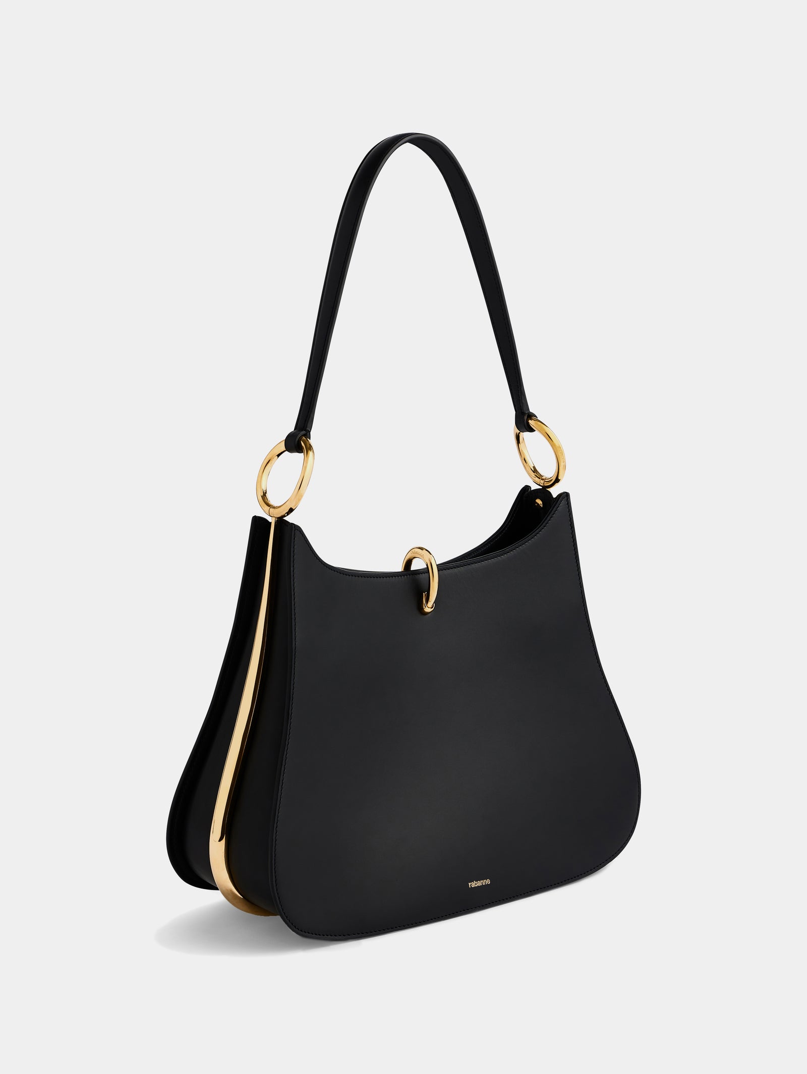 Large ring leather bag black position 2 - Image 2